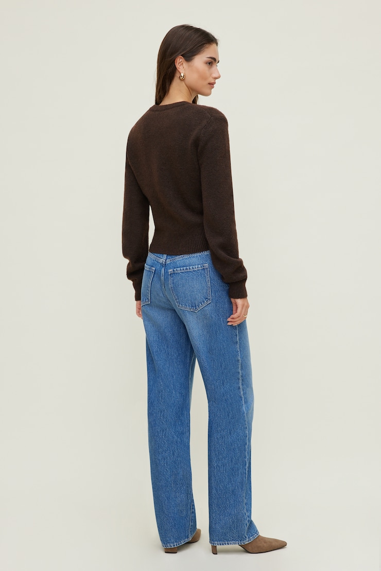 Rebecca Crewneck Cardigan Java Brown large