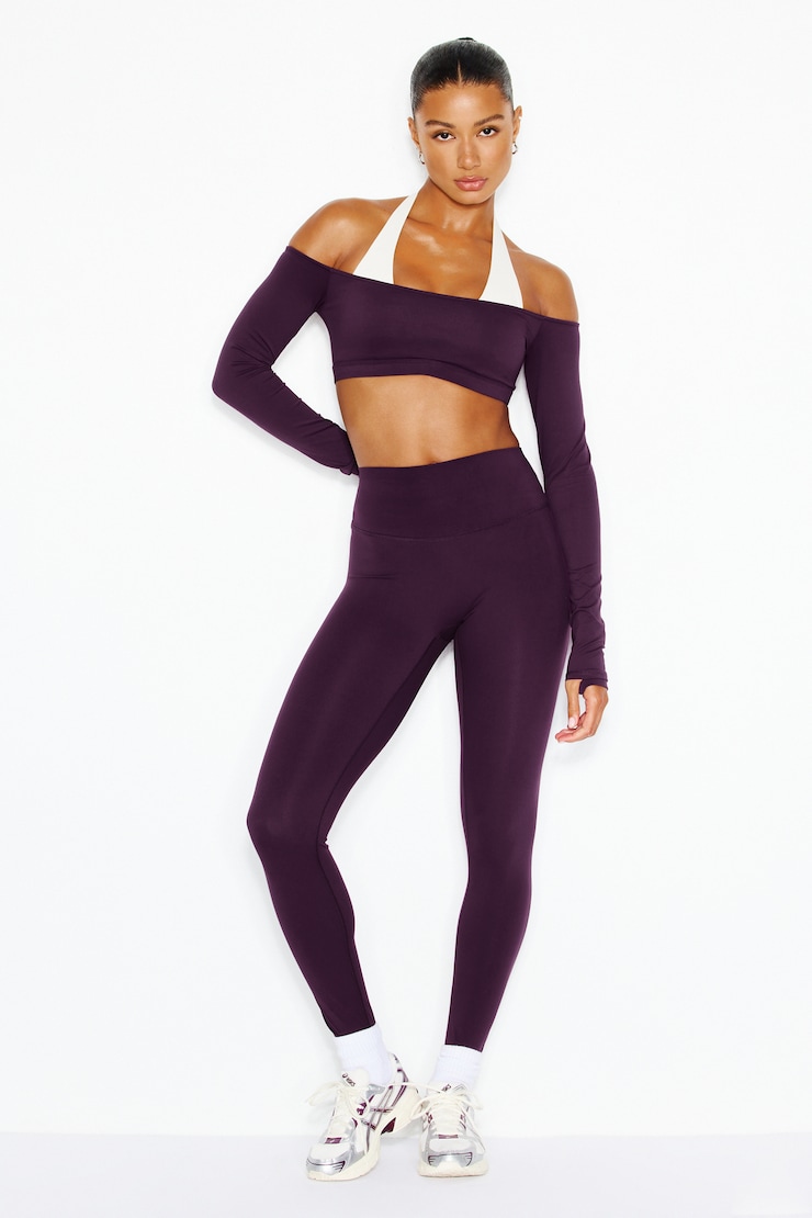 Perfect Peach Active Leggings, Wild Berry Maroon, large