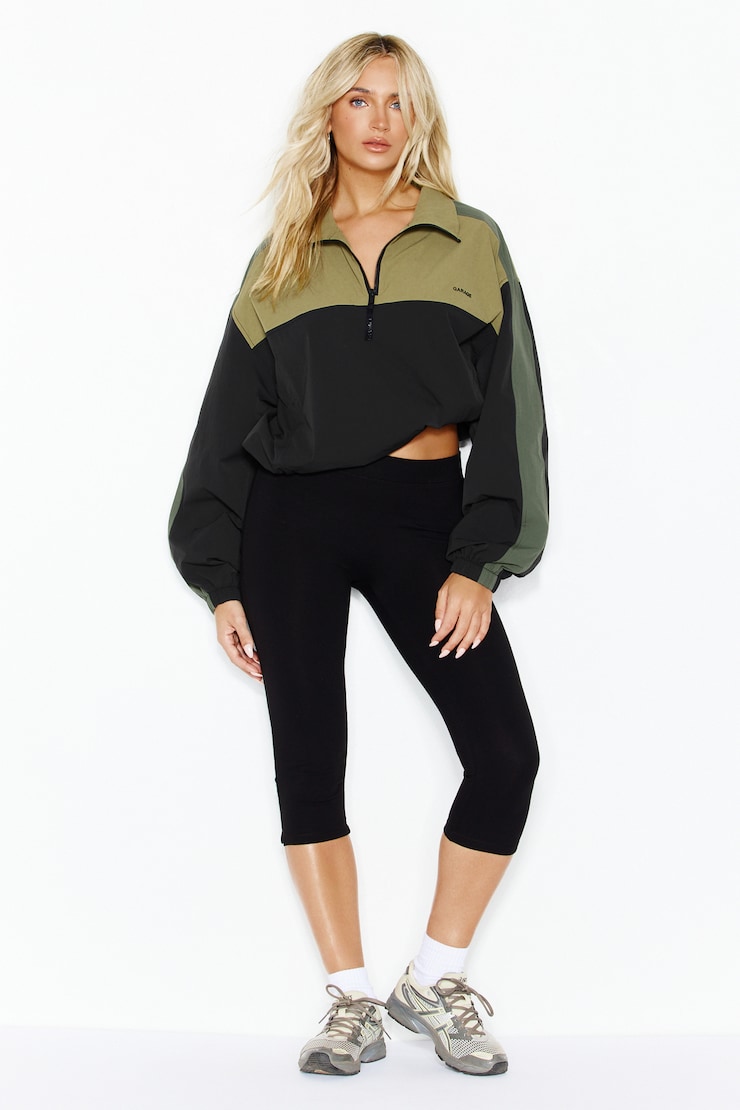 Nylon Anorak Jacket, Green Combo, large