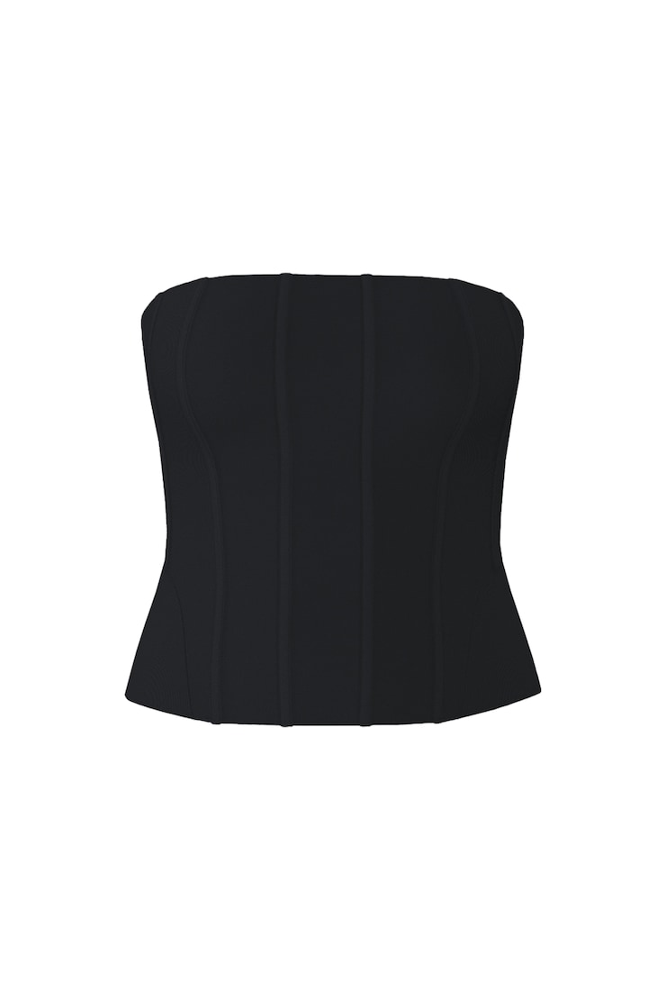 Mesh Longline Tube Corset, Jet Black, large