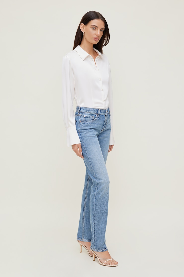 Mid Rise Slim Cigarette Leg Jeans Medium Light Indigo / Miles Away large