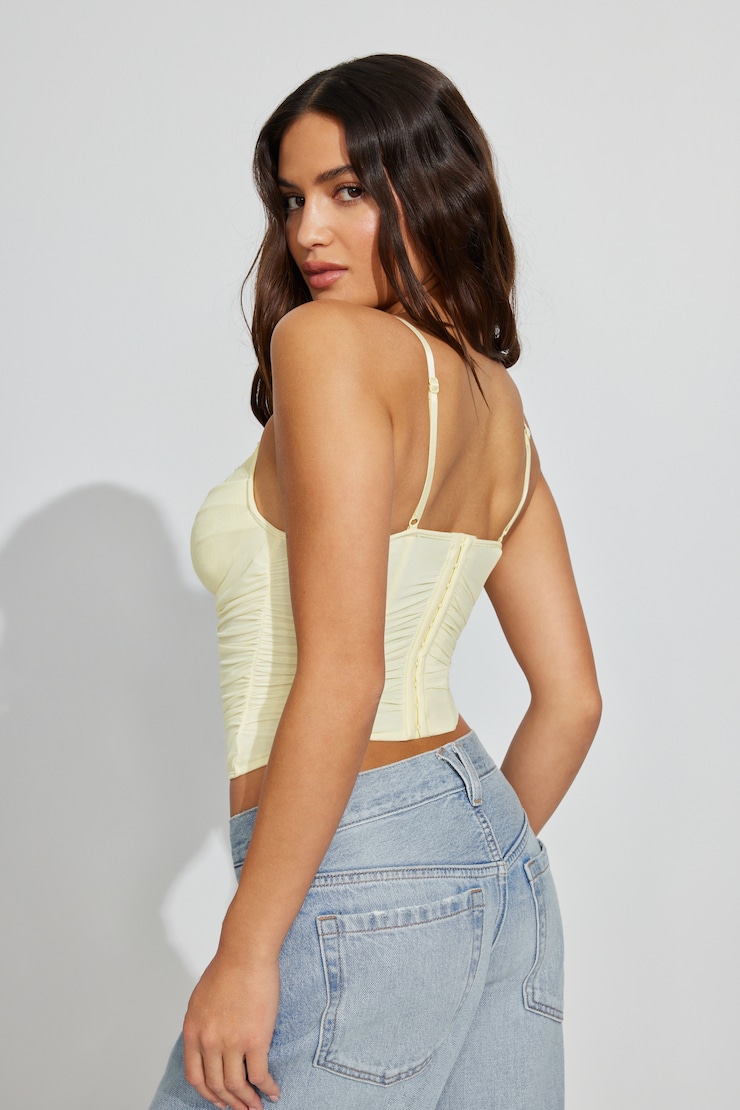 Ally Mesh Peekaboo Bustier, Pear Sorbet Yellow, large