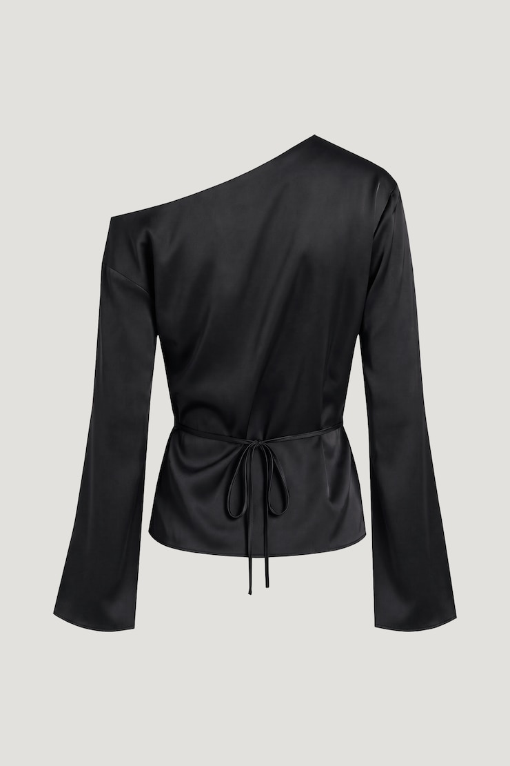 Alexa Satin Blouse Jet Black large