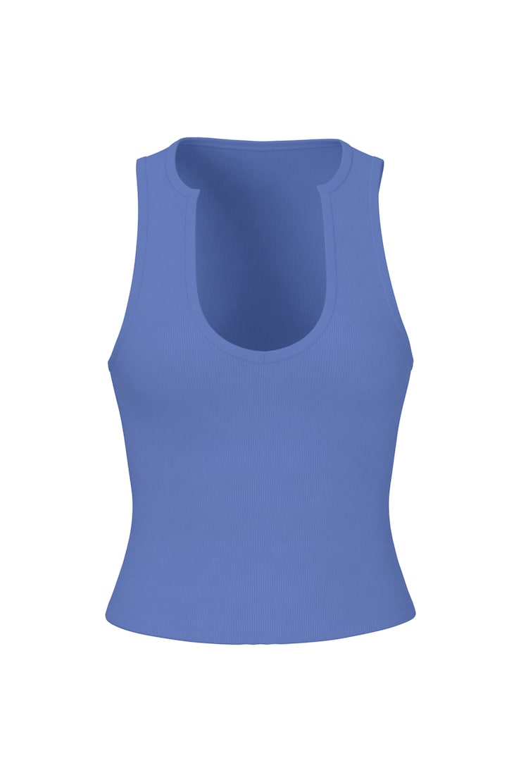 SnatchRib Notch Tank Top, Blue Blush, large