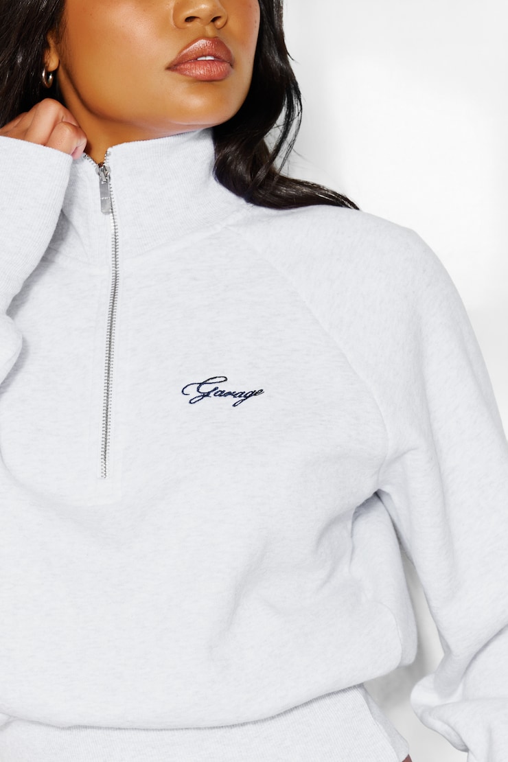 Sweatshirt UltraFleece à demi-fermeture éclair et col cheminée, Mélange gris printanier, large
