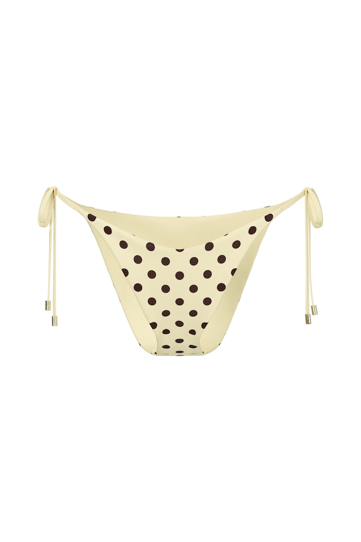 Cheeky Side Tie Bikini Bottom, Anise Flower Yellow/Polka Dot Print, large