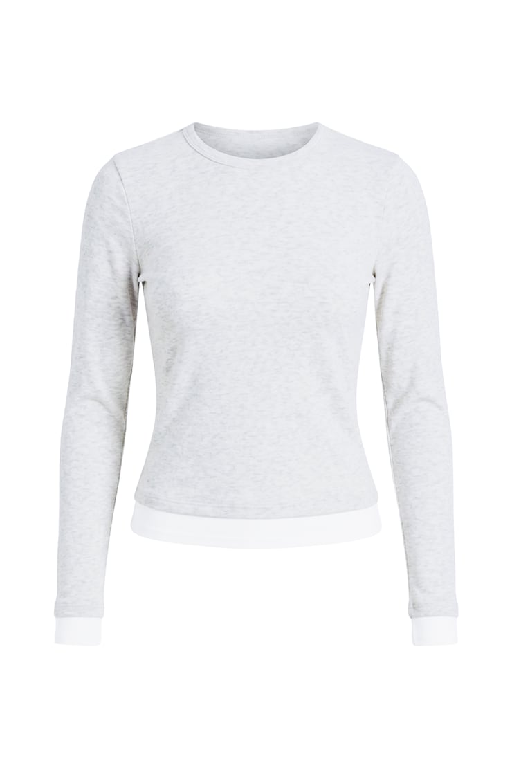 SnatchRib Double Layer Longsleeve Top, Spring Grey Mix/Bright White, large