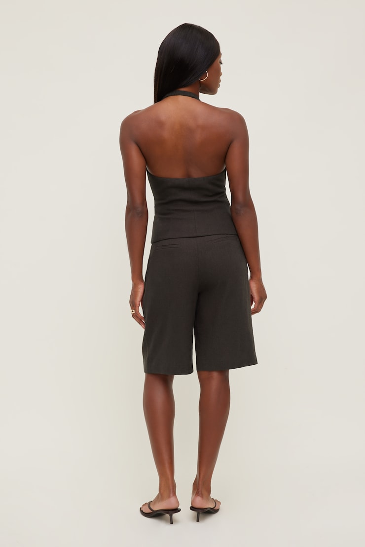 Linen Halter Vest Chocolate Torte Brown large