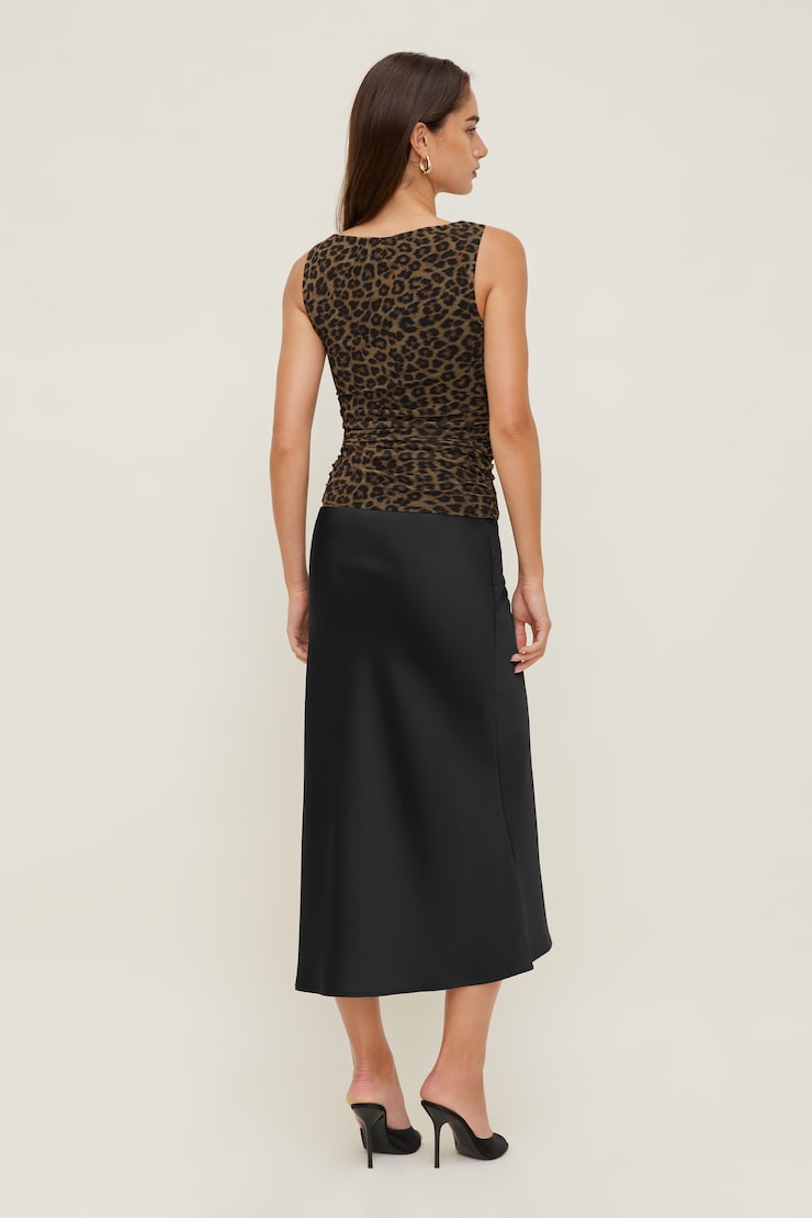 Nola Printed Mesh Tank Top Leopard Brown large