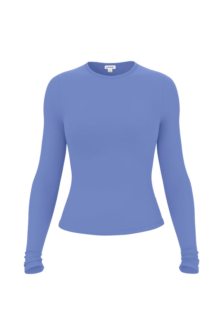 Baretouch Crewneck Long Sleeve Top, Blue Blush, large