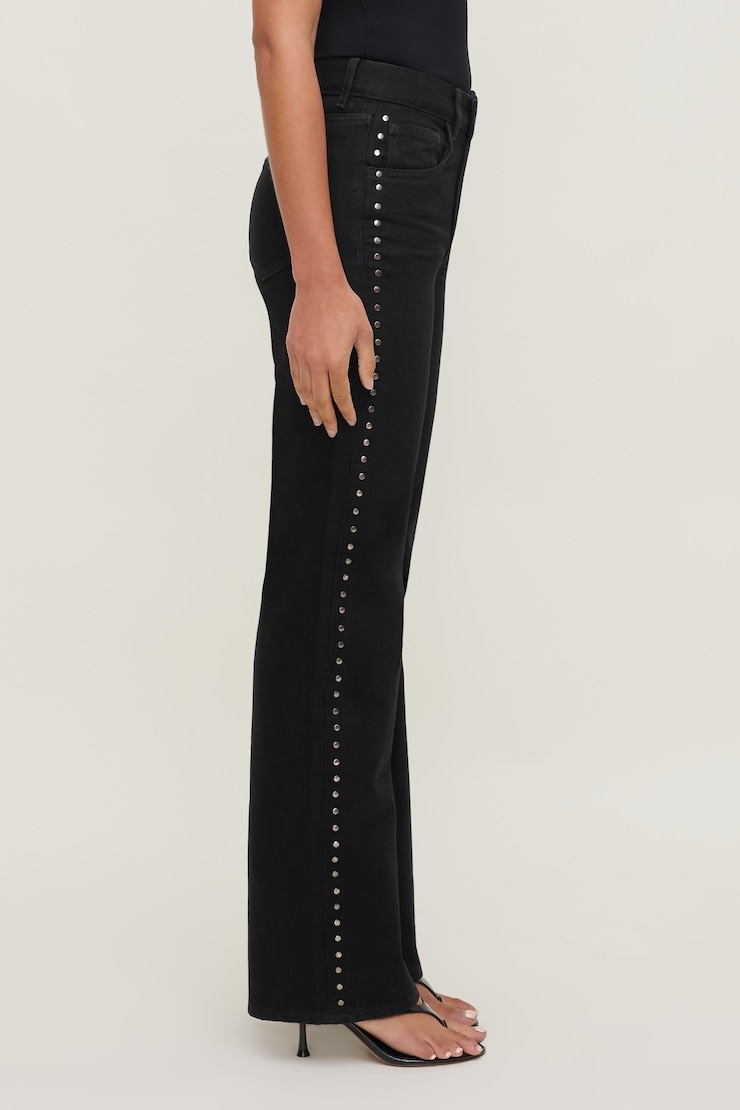 Heidi High Rise Wide Leg Jeans Studded Noir large