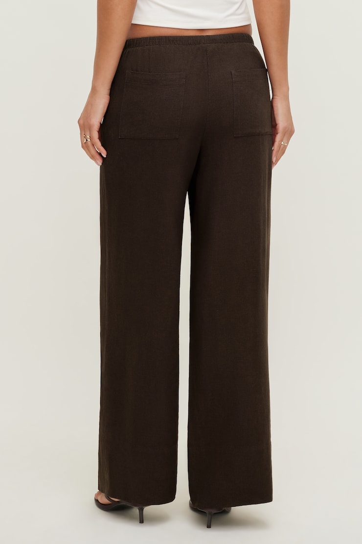 Leo Linen Wide Leg Pants Linen Java Brown large