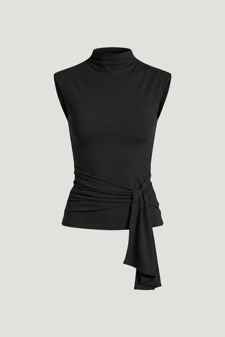 Sculpt Draped Scarf Top Jet Black large