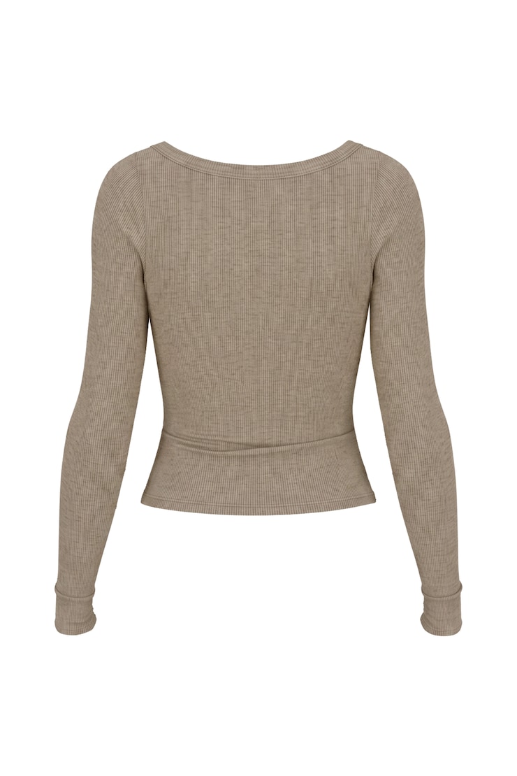 SnatchRib Crossover Longsleeve Top, Chalet Brown, large