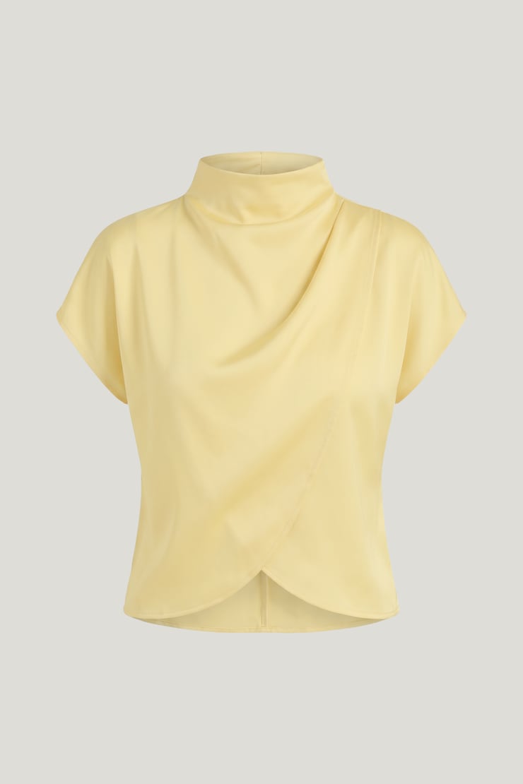 Ella Layered Satin Blouse Pale Yellow large