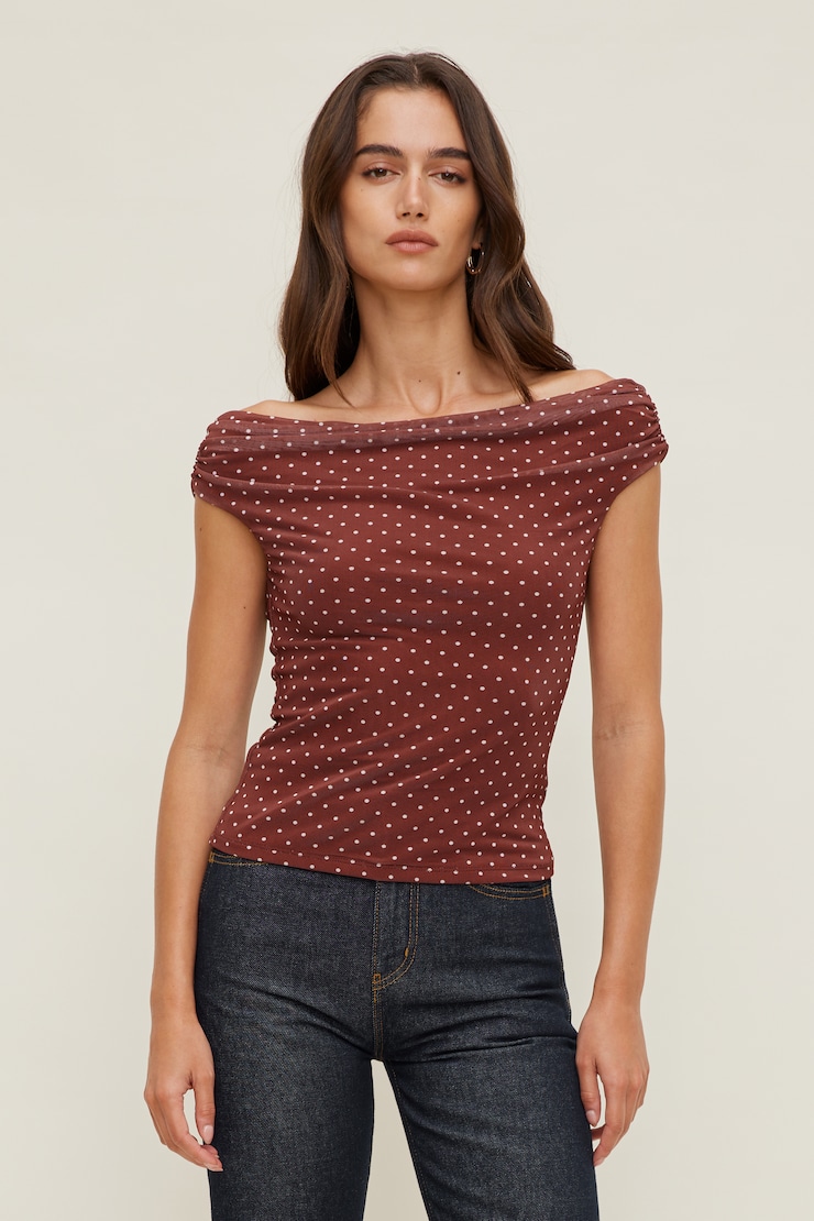 Off Shoulder Mesh Top