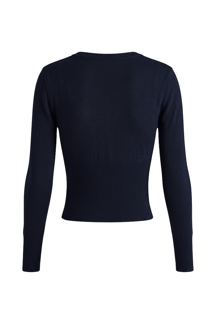 Clean Cinch Waist Cardigan, Naughty Navy Blue, large