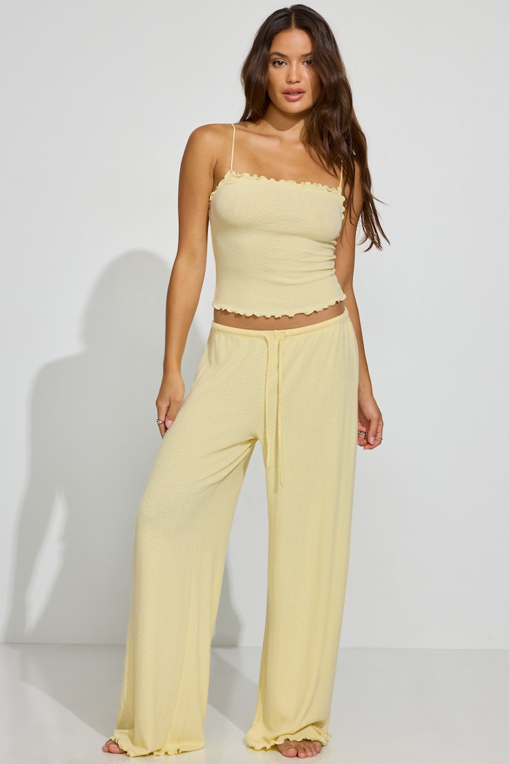 Pointelle Slouchy Pants, Anise Flower Yellow, large