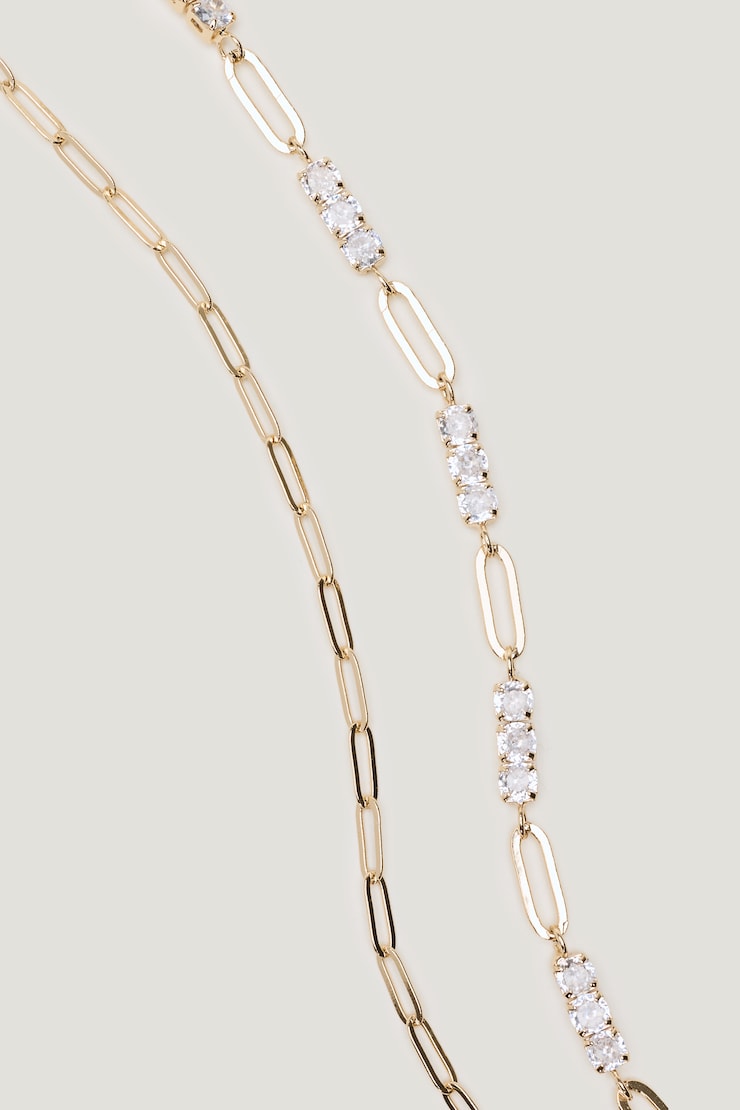 2-Pack Paperclip Chain Bracelets Gold large