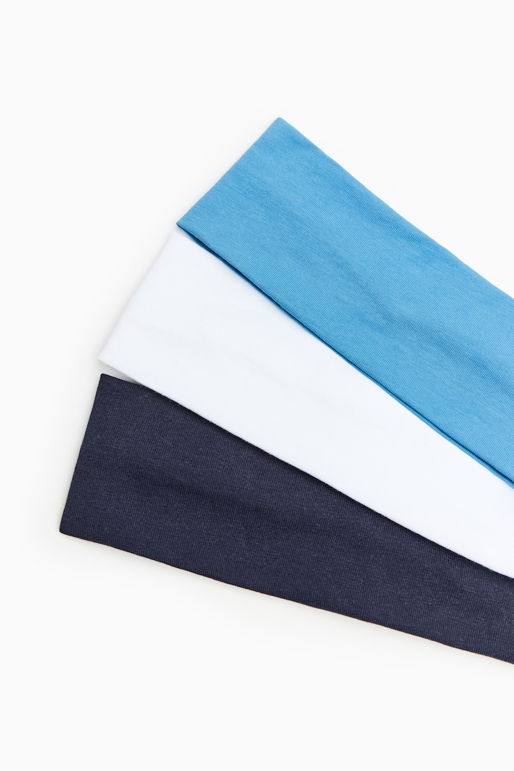 Set of 3 Stretchy Headbands, Naughty Navy/Rebound/White, large