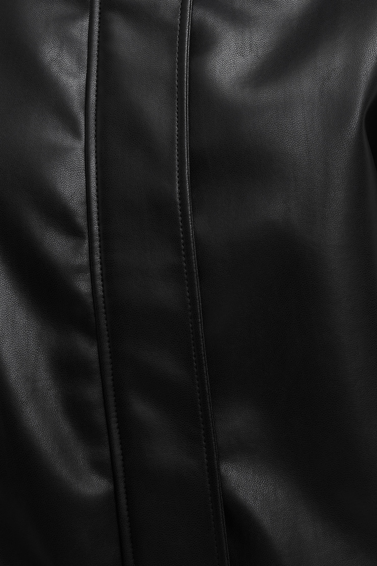 Brynn Faux Leather Bomber Jacket Jet Black large