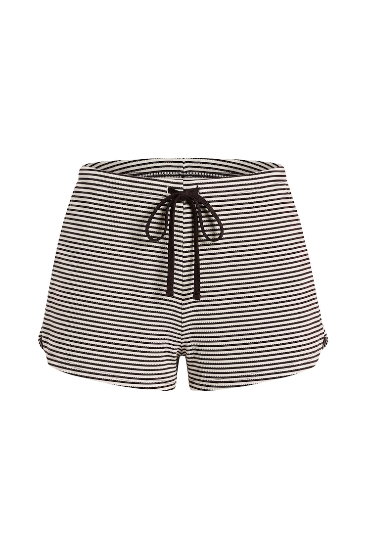 Waffle Shorts, Snow White/Chocolate Stripes, large
