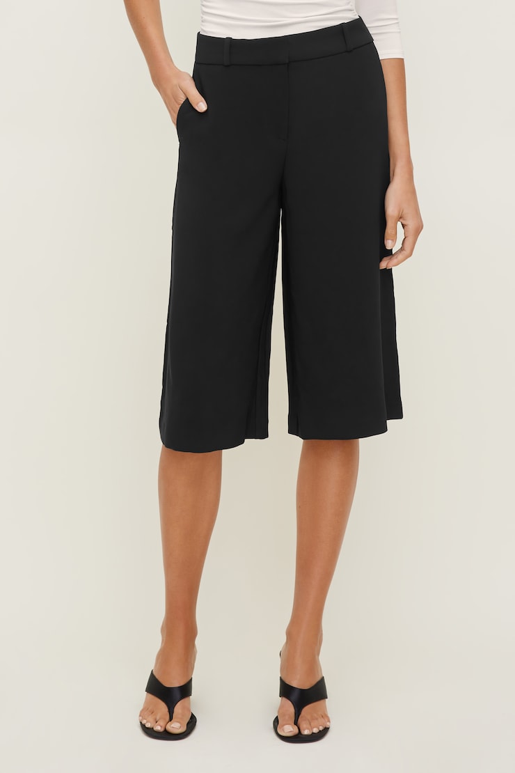 Crepe High Rise Culottes Jet Black large