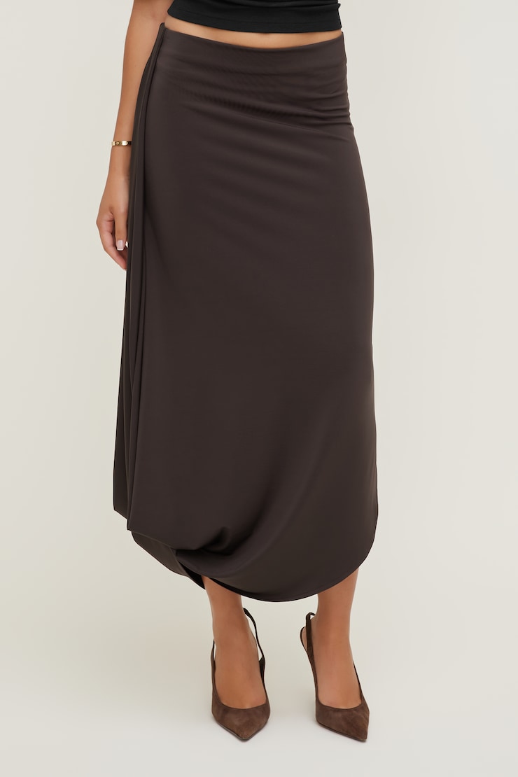 Sculpt Twisted Midi Skirt Java Brown large