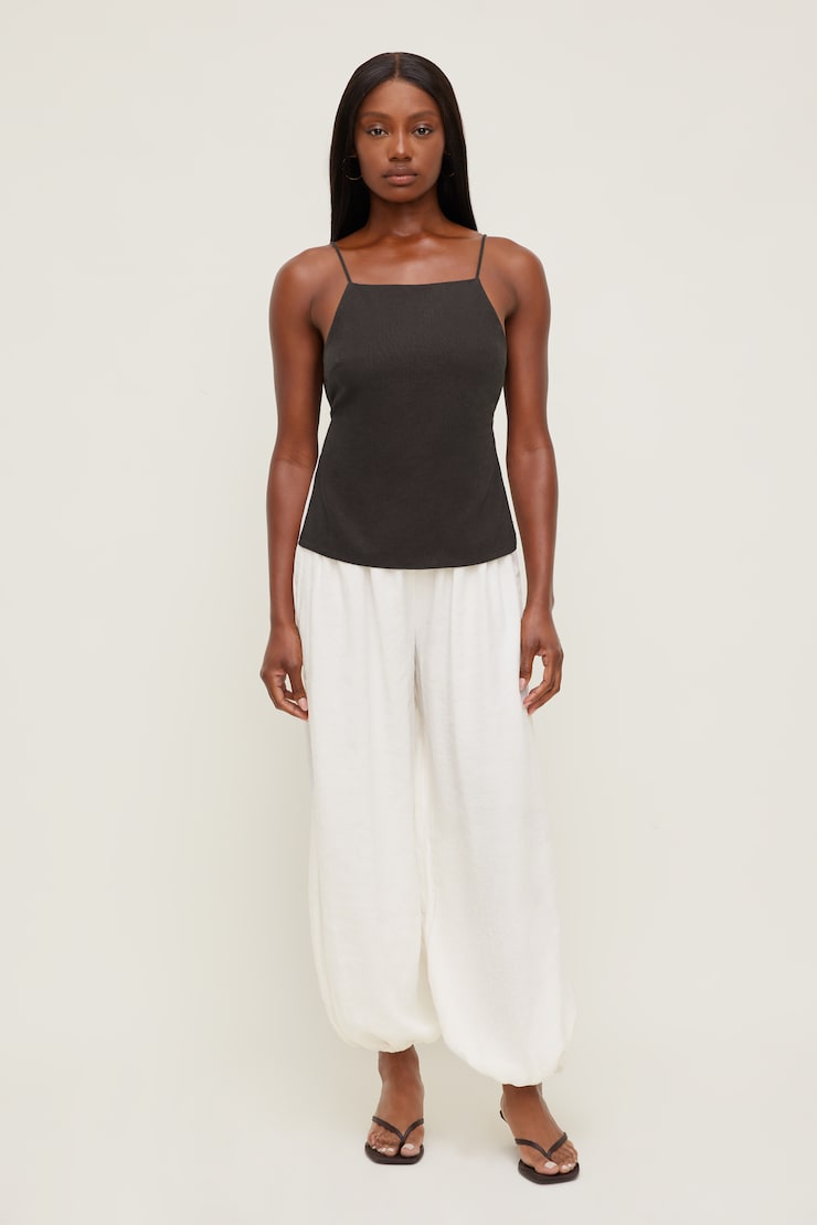 Linen Apron Top Chocolate Torte Brown large