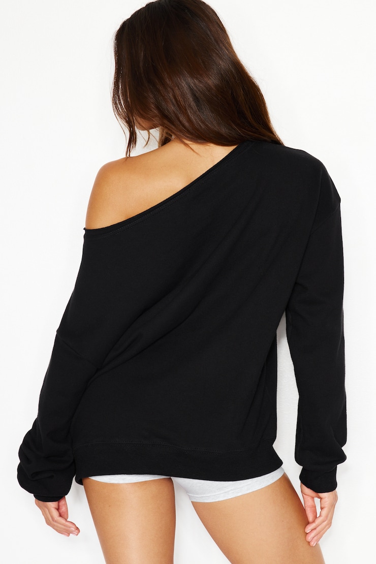 SoftTerry™ Off Shoulder Sweatshirt, Jet Black, large