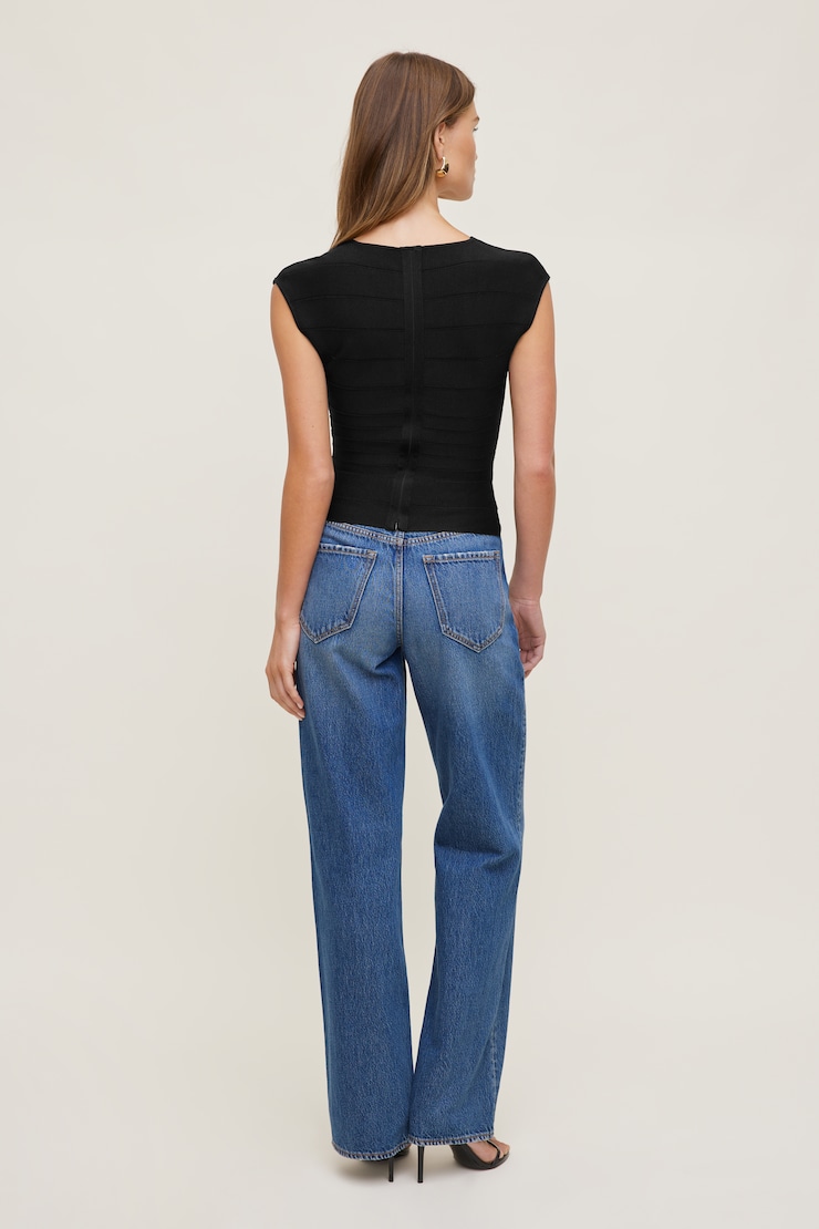 V Neck Bandage Top Jet Black large