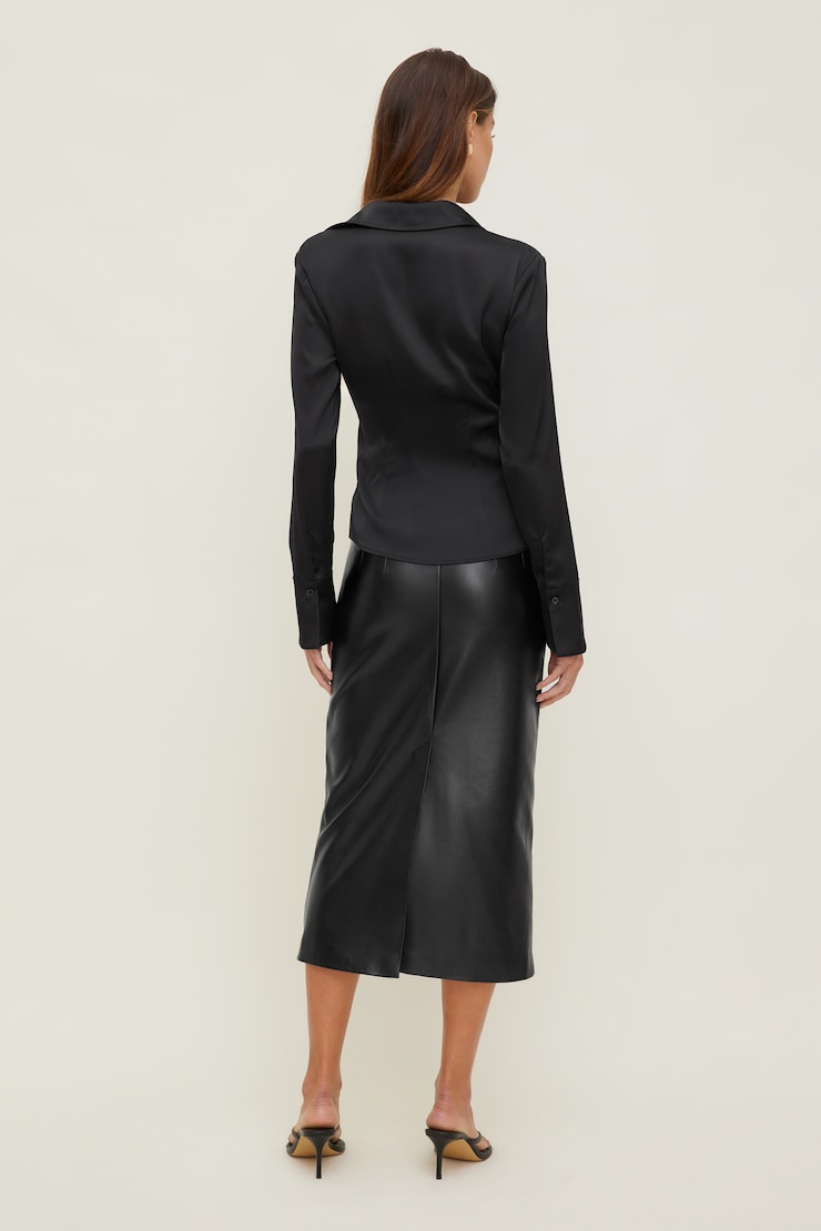 Kyra Satin Shirt Jet Black large