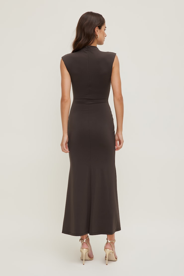 Talia Sculpt Maxi Dress Java Brown large