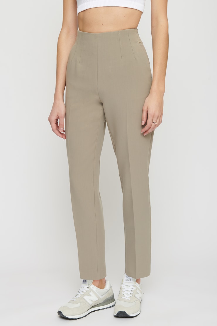 Pantalon étroit Kendall à fermeture éclair sur le côté Kaki vintage large