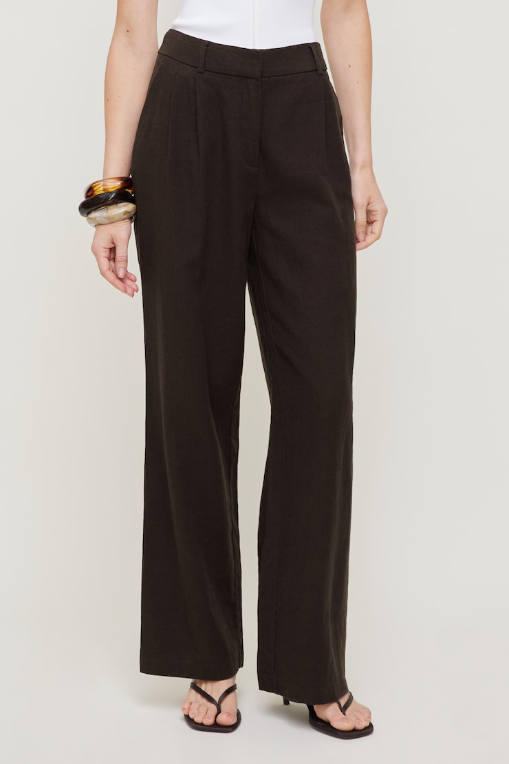 Alex Linen Wide Leg Pants Chocolate Torte Brown large