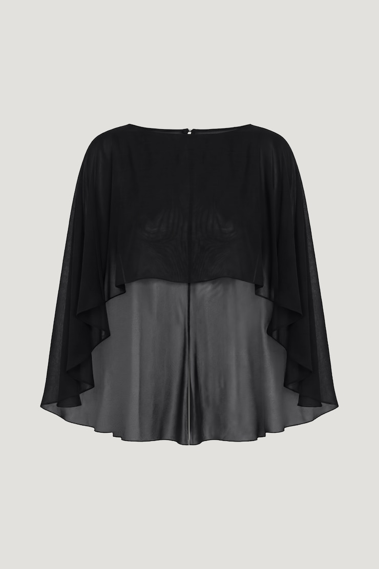 Sheer Short Cape Jet Black large
