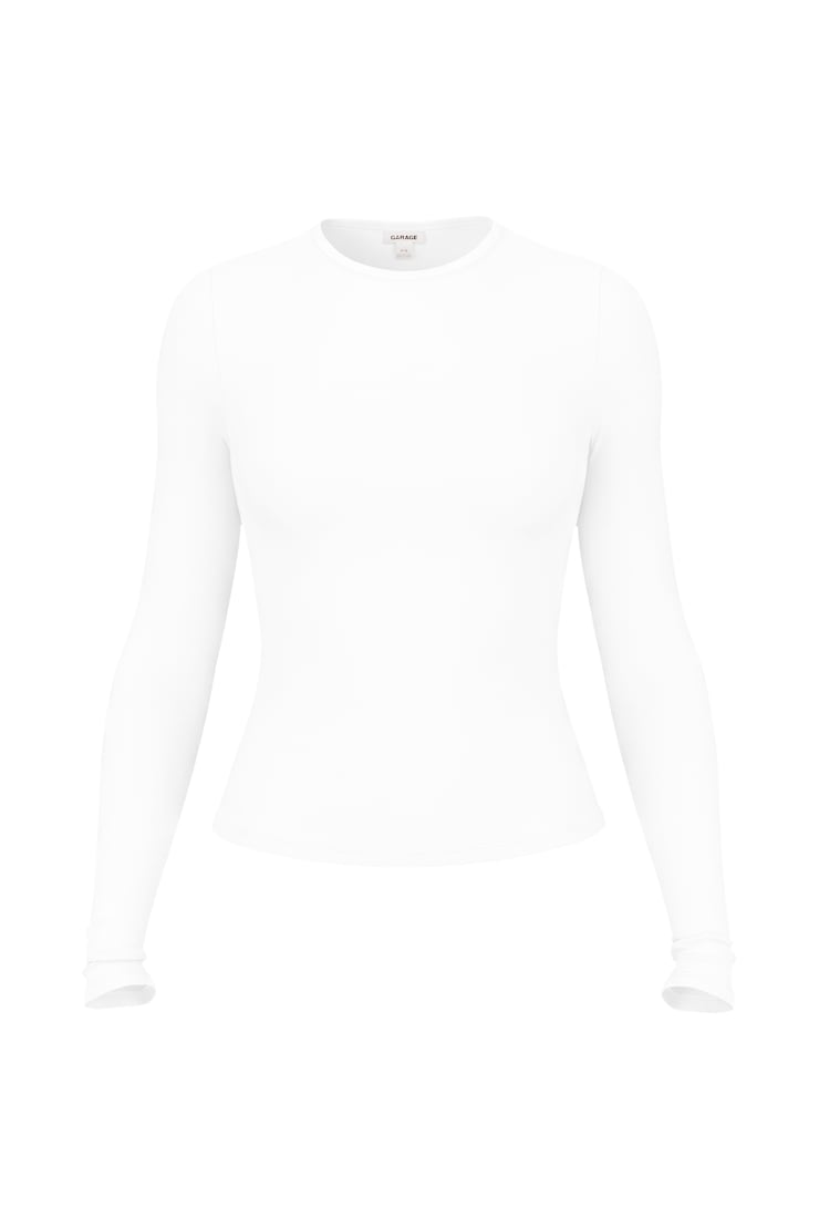 Baretouch Crewneck Long Sleeve Top, Bright White, large