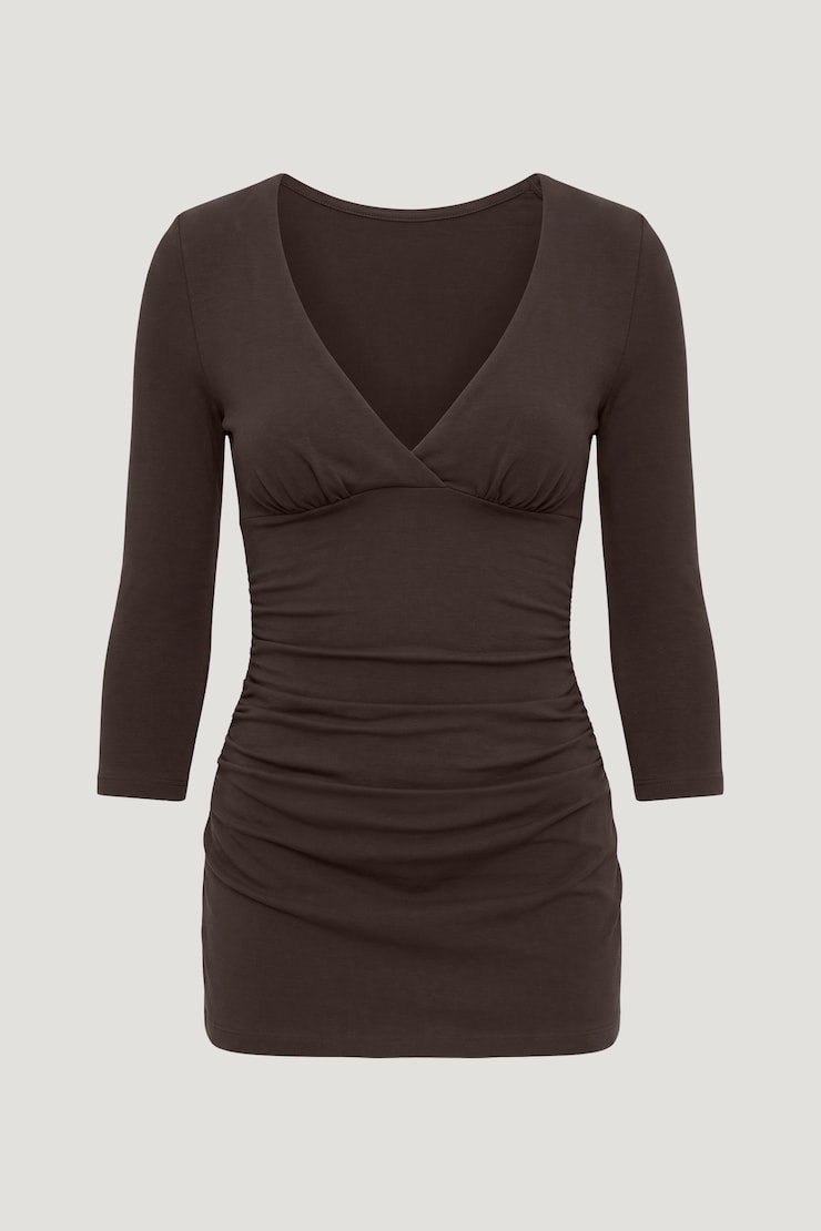 Morgan 3/4 Sleeve Mini Dress Java Brown large