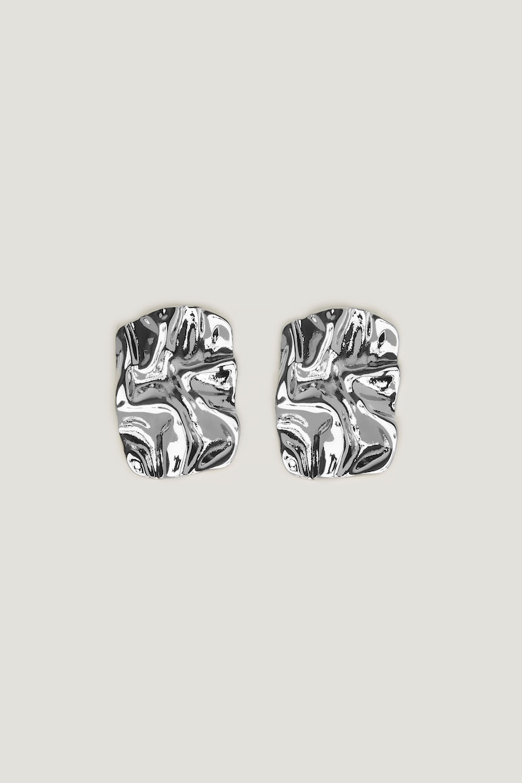 Crumpled Button Earrings