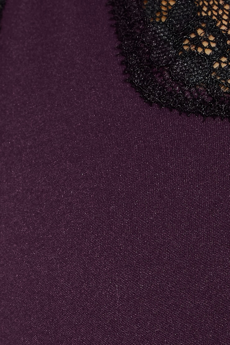 Sleek Plunge Lace Trim Cami Top, Wild Berry Maroon w/ Jet Black, large