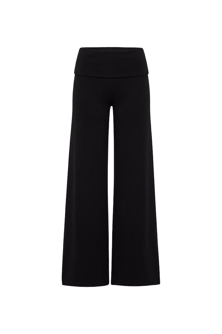 Brushed StretchTerry™ Wide Leg Pants, Jet Black, large