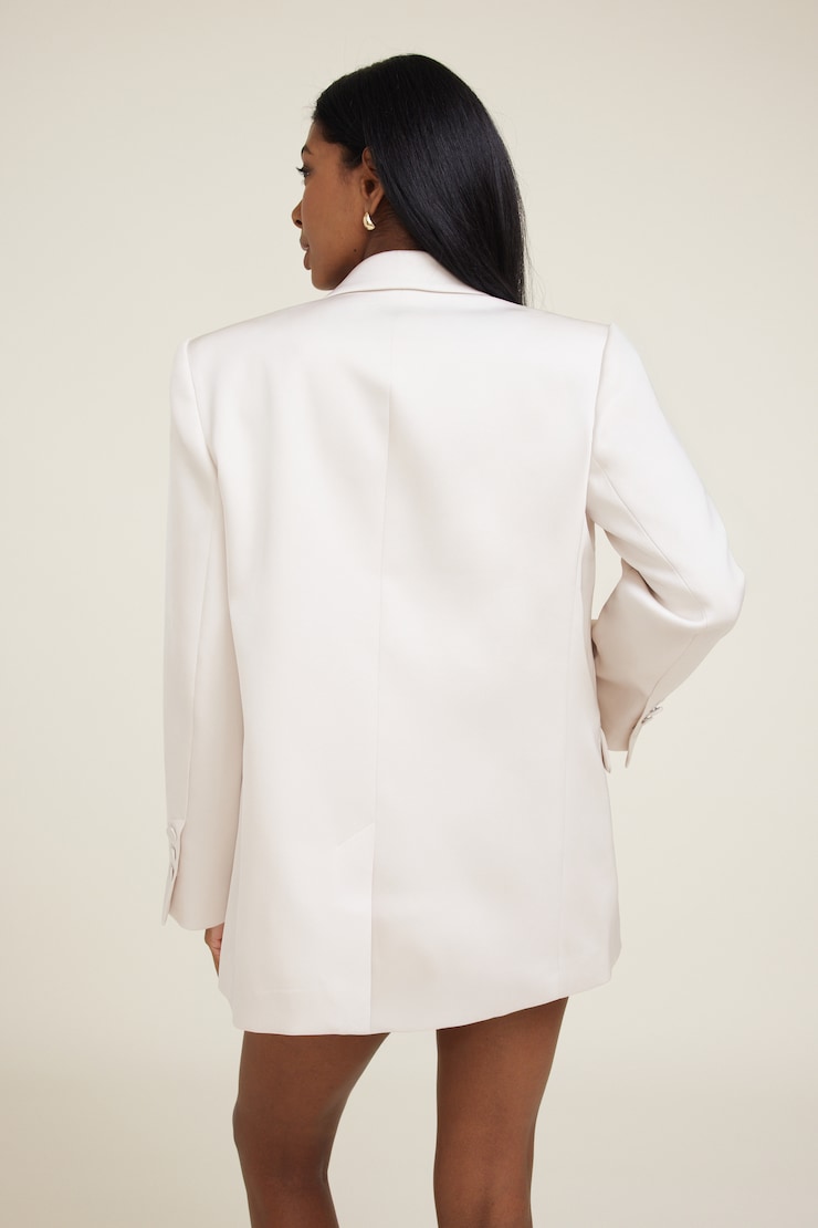 Noa Oversized Satin Blazer Satin Polished Pearl Beige large