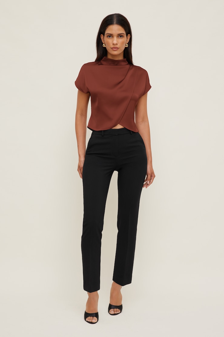 Ella Layered Satin Blouse Dark Paprika Burgundy large