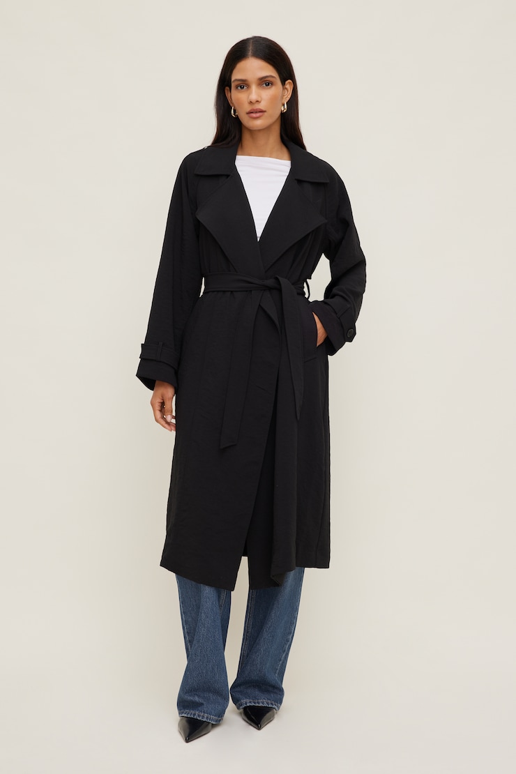 Nadia Airflow Trench Coat Jet Black large