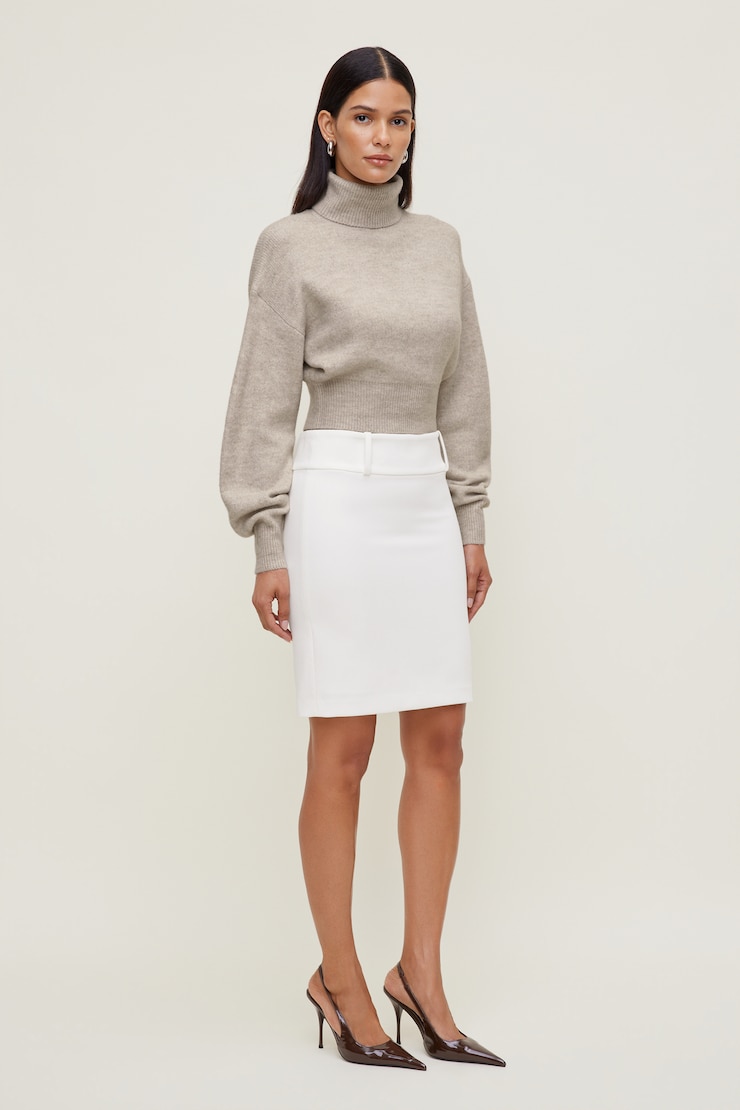 Ellora Cropped Turtleneck Sweater Atmosphere Melange Beige large