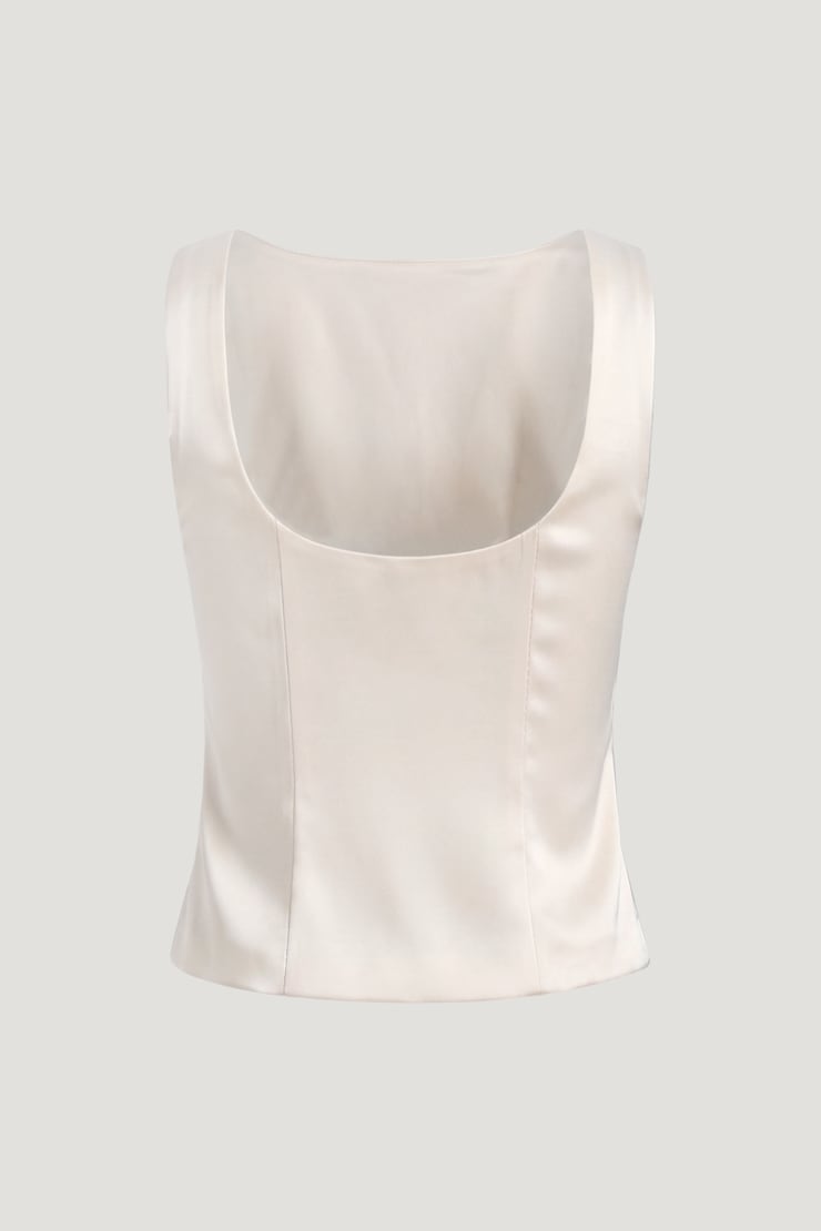 Open Back Satin Tank Top Sea Salt Cream large