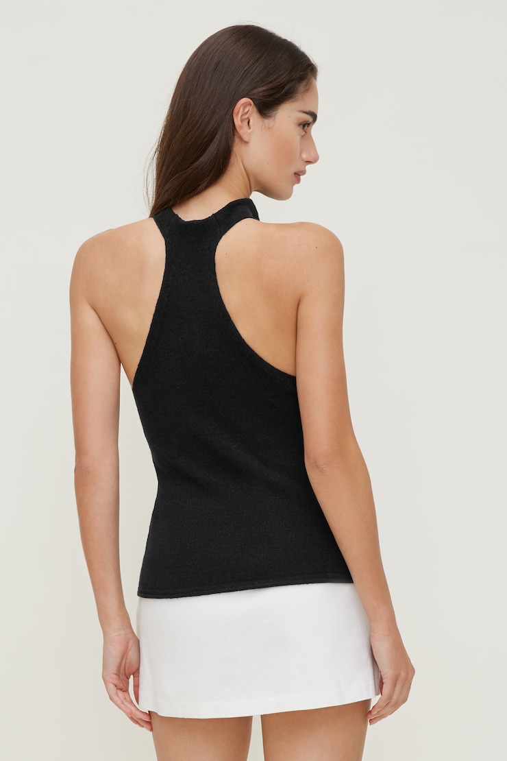 Mock Neck Sweater Tank Top Jet Black large