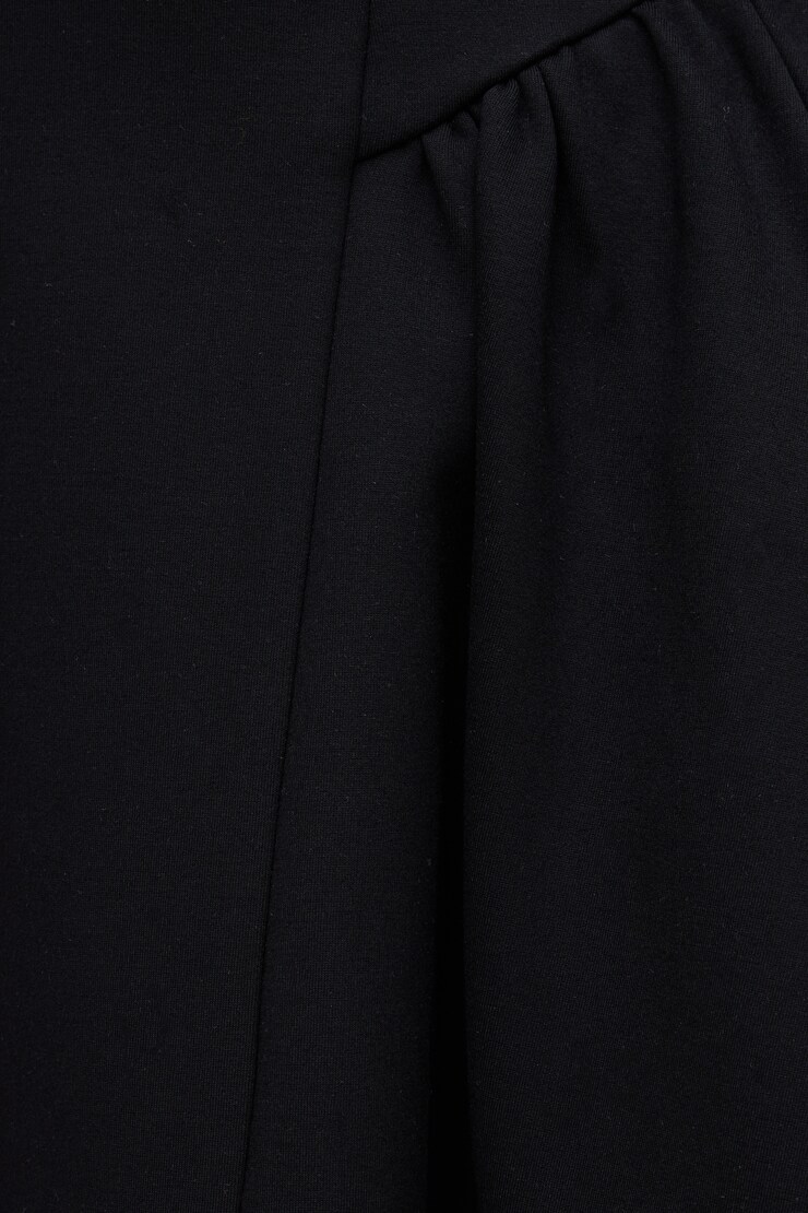 Plunging Flared Ponte Mini Dress Jet Black large