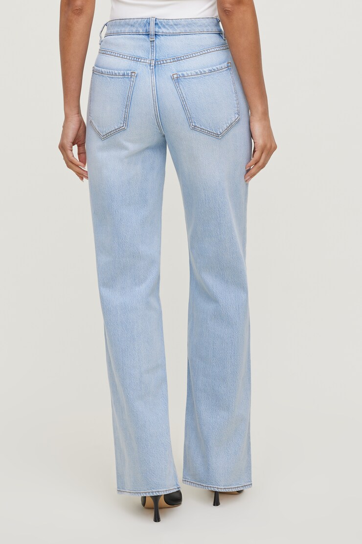 Jean Heidi à taille haute et jambe large Indigo pâle / Bleu Brady large