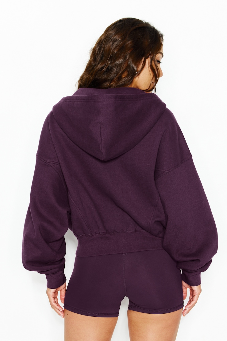 UltraFleece Cotton Zip Hoodie, Wild Berry Maroon, large